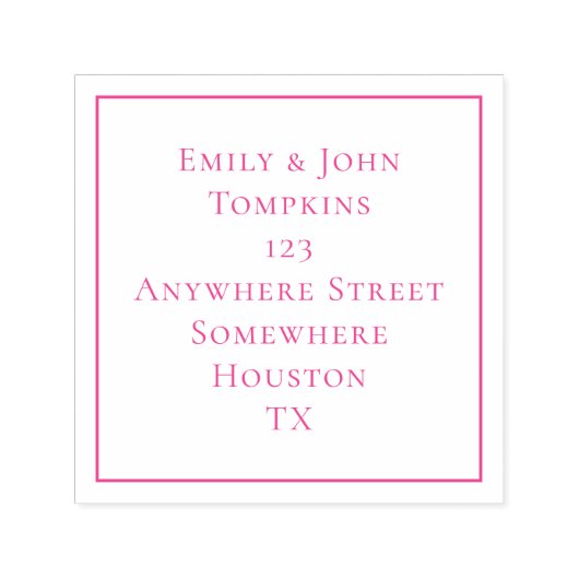 Einfache Rücksendeadresse Square Border Pink Permastempel (Design)