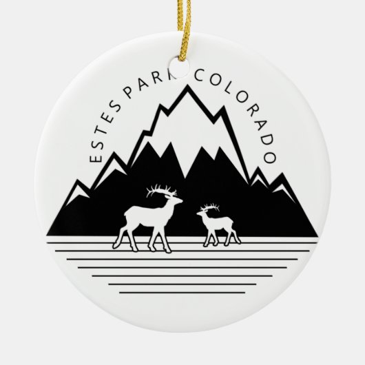 Einfache runde Elchverzierung Estes Park-Colorados Keramik Ornament (Vorne)