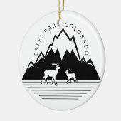 Einfache runde Elchverzierung Estes Park-Colorados Keramik Ornament (Links)