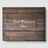 Einfache Rustic Wood Monogram Script Initial Gästebuch (Rückseite)