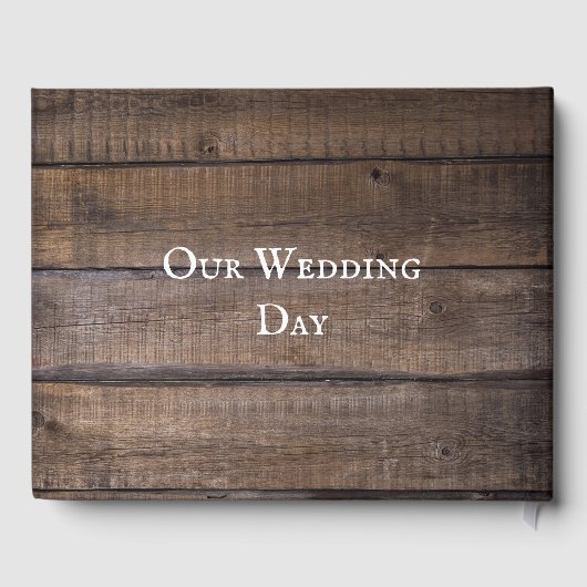 Einfache Rustic Wood Monogram Script Initial Gästebuch (Rückseite)