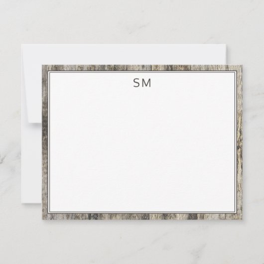 Einfache Rustikal-Holzbordinitialen Mitteilungskarte (Vorderseite)