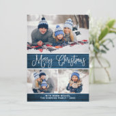Einfache rustikale 4 FOTO Weihnachtsgrüße Feiertagskarte (Stehend Vorderseite)