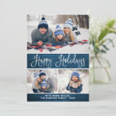 Einfache rustikale 4 FOTO Weihnachtsgrüße Feiertagskarte (Stehend Vorderseite)