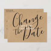 Einfache rustikale Änderung des Datums verschoben  Ankündigungspostkarte (Vorne/Hinten)