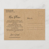 Einfache rustikale Änderung des Datums verschoben  Ankündigungspostkarte (Rückseite)