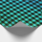 Einfache rustikale Aquamarin Blue Black Buffalo Ka Geschenkpapier (Ecke)