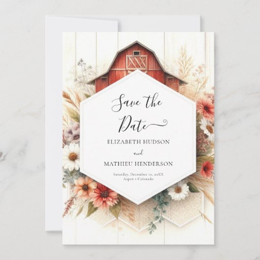 Einfache rustikale Barnyard-Hochzeit Save The Date (Vorderseite)