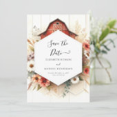 Einfache rustikale Barnyard-Hochzeit Save The Date (Stehend Vorderseite)