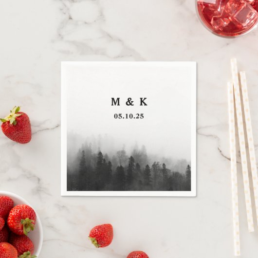 Einfache rustikale Bäume, Personalisierte Hochzeit Serviette (Beispiel)