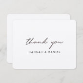 Einfache rustikale Black Script Brown Kraft Hochze Dankeskarte (Vorne/Hinten)
