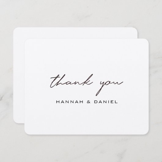 Einfache rustikale Black Script Brown Kraft Hochze Dankeskarte (Vorne/Hinten)
