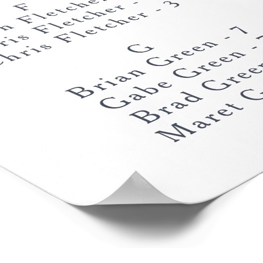 Einfache rustikale, bläserne Sitzkarte Poster (Ecke)