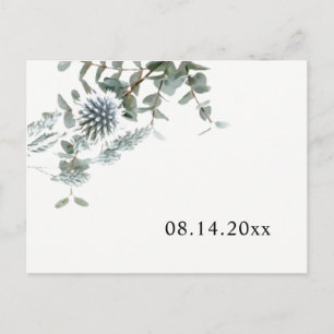 Einfache rustikale blaue Distel Save-the-Date-Kart Ankündigungspostkarte