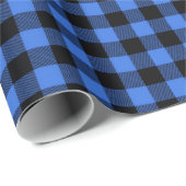 Einfache rustikale Blue Black Buffalo Karierte Kar Geschenkpapier (Rolleneckpunkt)