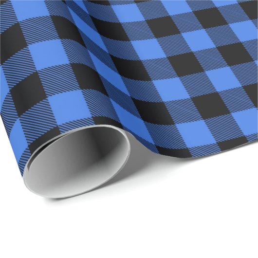 Einfache rustikale Blue Black Buffalo Karierte Kar Geschenkpapier (Rolleneckpunkt)