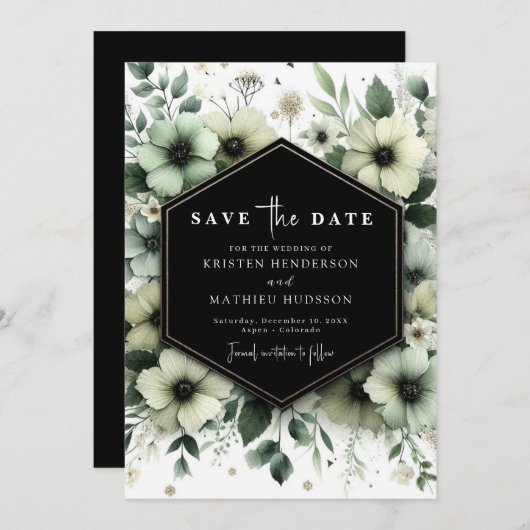 Einfache rustikale Blume feiern Grüne Hochzeit Save The Date (Vorne/Hinten)
