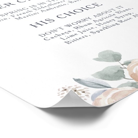 Einfache rustikale Blumen Signatur Getränke signie Poster (Ecke)