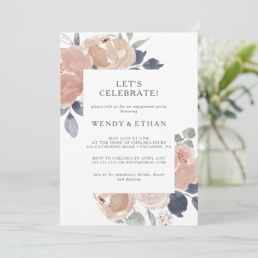 Einfache rustikale Blüte feiern Einladung (Stehend Vorderseite)