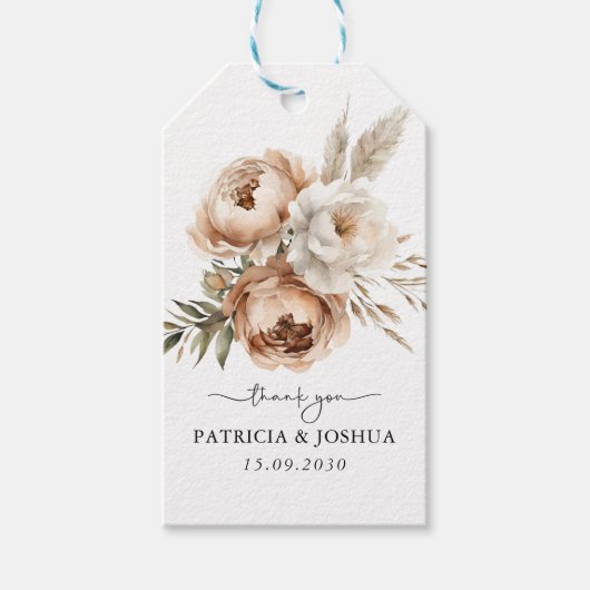 Einfache rustikale Boho Gastgeschenk Hochzeit Gesc Geschenkanhänger (Vorderseite)