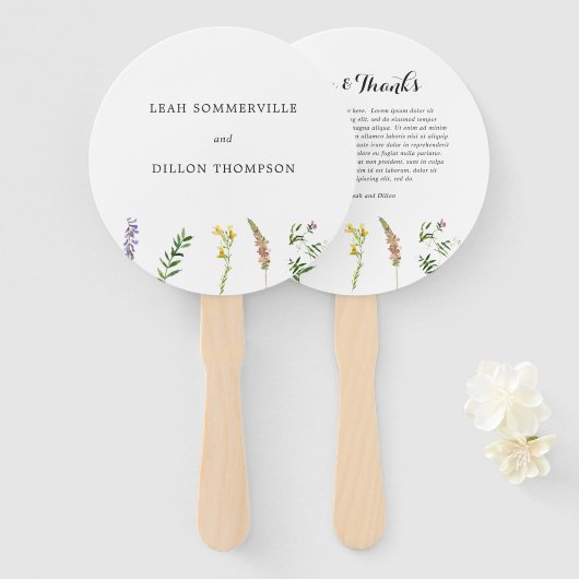 Einfache Rustikale Boho Wildblume Hochzeit Fächer (Vorne und Hinten)