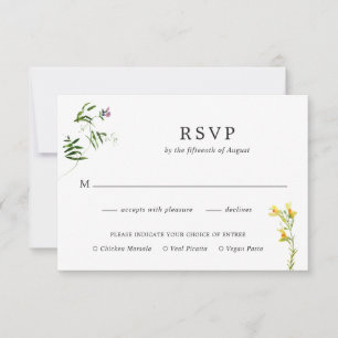 Einfache Rustikale Boho Wildblume Hochzeit RSVP Karte