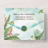 Einfache rustikale Botanische Blumenhochzeit All In One Einladung (Rückseite)