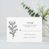 Einfache rustikale Botanische Schwarztypografie-Ho RSVP Karte (Stehend Vorderseite)