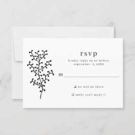 Einfache rustikale Botanische Schwarztypografie-Ho RSVP Karte