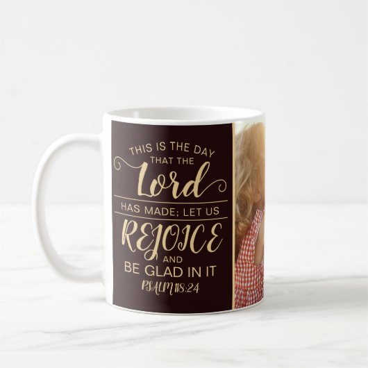 Einfache rustikale Brawn & Gold Bible Verse Christ Kaffeetasse (Links)