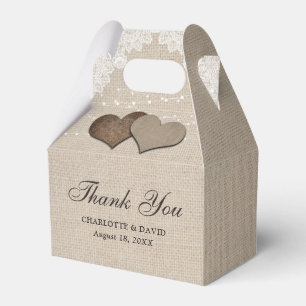 Einfache rustikale Burlap-Gastgeschenk Hochzeit Geschenkschachtel