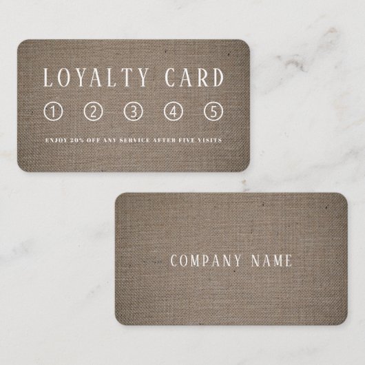 Einfache rustikale Burlap-Wirkung Treuekarte (Vorne/Hinten)