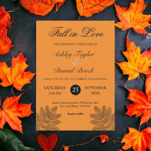 Einfache rustikale Burnt Orange Foliage Hochzeit i Einladung