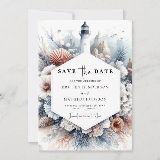 Einfache Rustikale Elegance Hochzeit im Leuchtturm Save The Date (Vorderseite)
