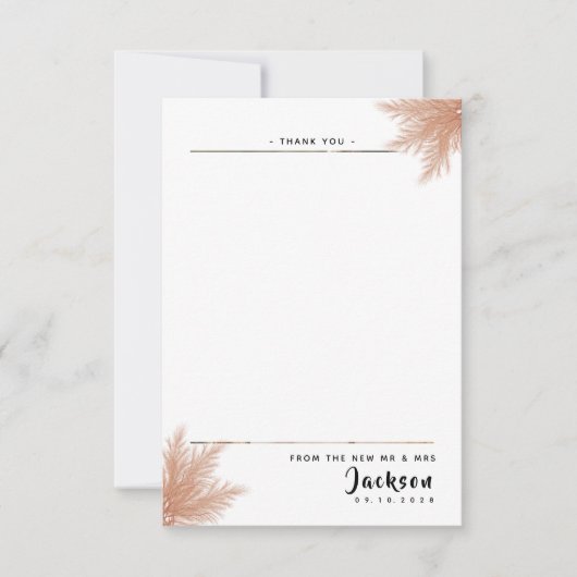 Einfache rustikale Elegant mit Foto Hochzeit Dankeskarte (Vorderseite)