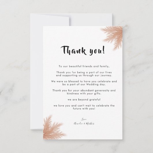 Einfache rustikale Elegant mit Foto Hochzeit Dankeskarte (Rückseite)