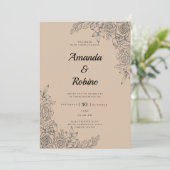 Einfache rustikale Elegante Moderne Hochzeit Einladung (Stehend Vorderseite)