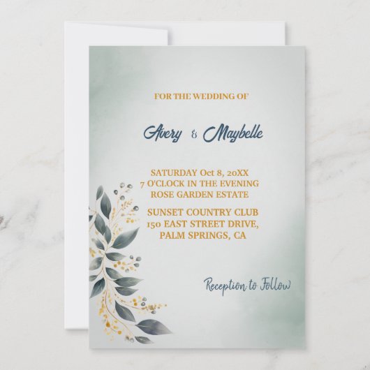 Einfache rustikale Eukalyptus-Blätter Einladung Ho (Rückseite)