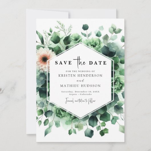 Einfache rustikale Eukalyptus-Hochzeit Save The Date (Vorderseite)