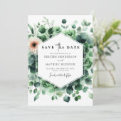 Einfache rustikale Eukalyptus-Hochzeit Save The Date (Stehend Vorderseite)