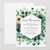 Einfache rustikale Eukalyptus-Hochzeit Save The Date (Vorne/Hinten)