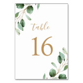 Einfache rustikale Eukalyptus-Hochzeit Tischnummer (Vorderseite)
