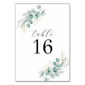 Einfache rustikale Eukalyptus-Hochzeit Tischnummer (Rückseite)
