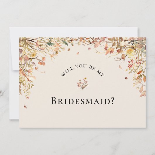 Einfache Rustikale Fall Beige Bridesmaid Vorschlag Einladung (Vorderseite)
