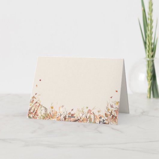 Einfache Rustikale Fall Beige Hochzeit Danke Karte (Rückseite)