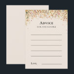 Einfache Rustikale Fall Beige Hochzeitsberatungska Hinweiskarte<br><div class="desc">Diese schlichte Rustikale Fall Beige Wedding Advice Card ist in einer zeitlosen, neutralen Basispalette aus Beige und Gold mit farbenfrohen Verzierungen goldener Äste und hübschen Herbstfloralen mit leicht fallenden Blätter in Rot, Kupfer, staubiger Rose, gebrannter Orange, Terracotta und der vollen Herbfarbe geblüht. Diese botanischen Elemente werden mit einer einfachen, klassischen...</div>