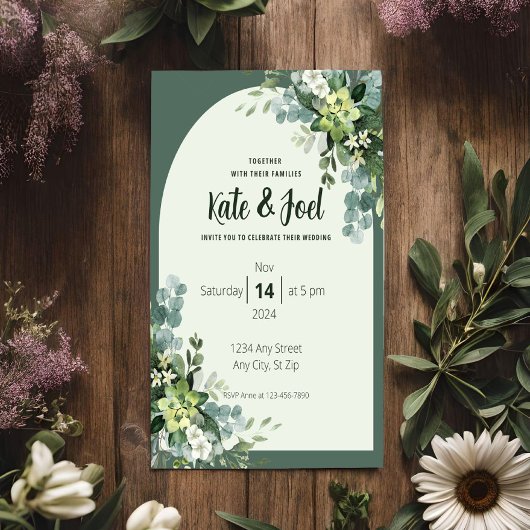 Einfache rustikale florale Hochzeitseinladung Einladung