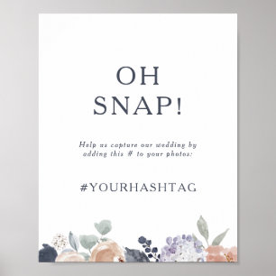 Einfache rustikale florale Oh-Snap-Hochzeits-Hasht Poster