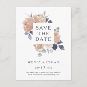 Einfache rustikale florale Save-the-Date-Postkarte Einladungspostkarte