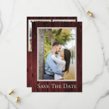 Einfache rustikale Foto-Save-the-Date-Karte in Rot